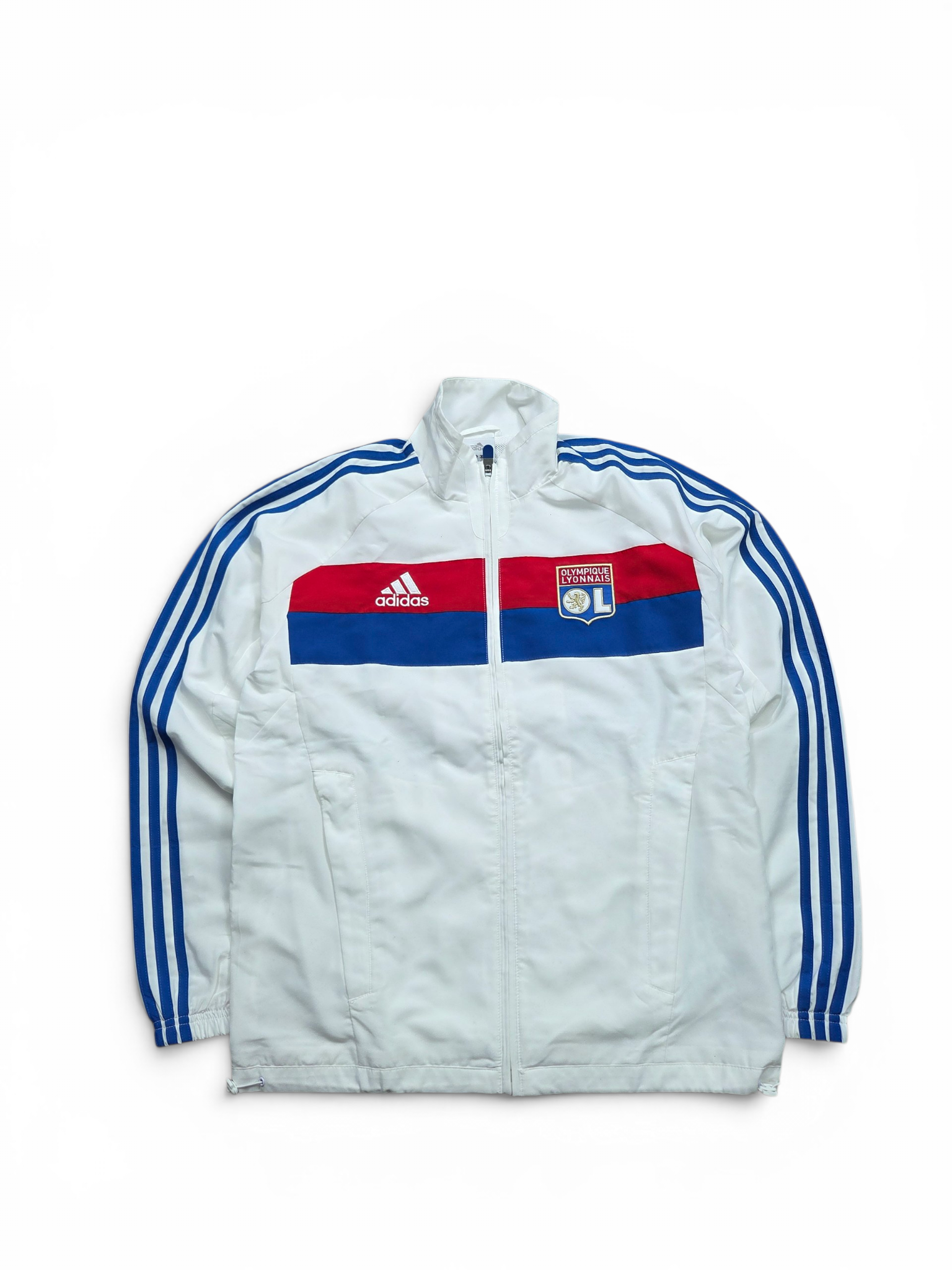 Vintage Adidas Olympiaque Lyon Trainingsanzug Weiß/Blau