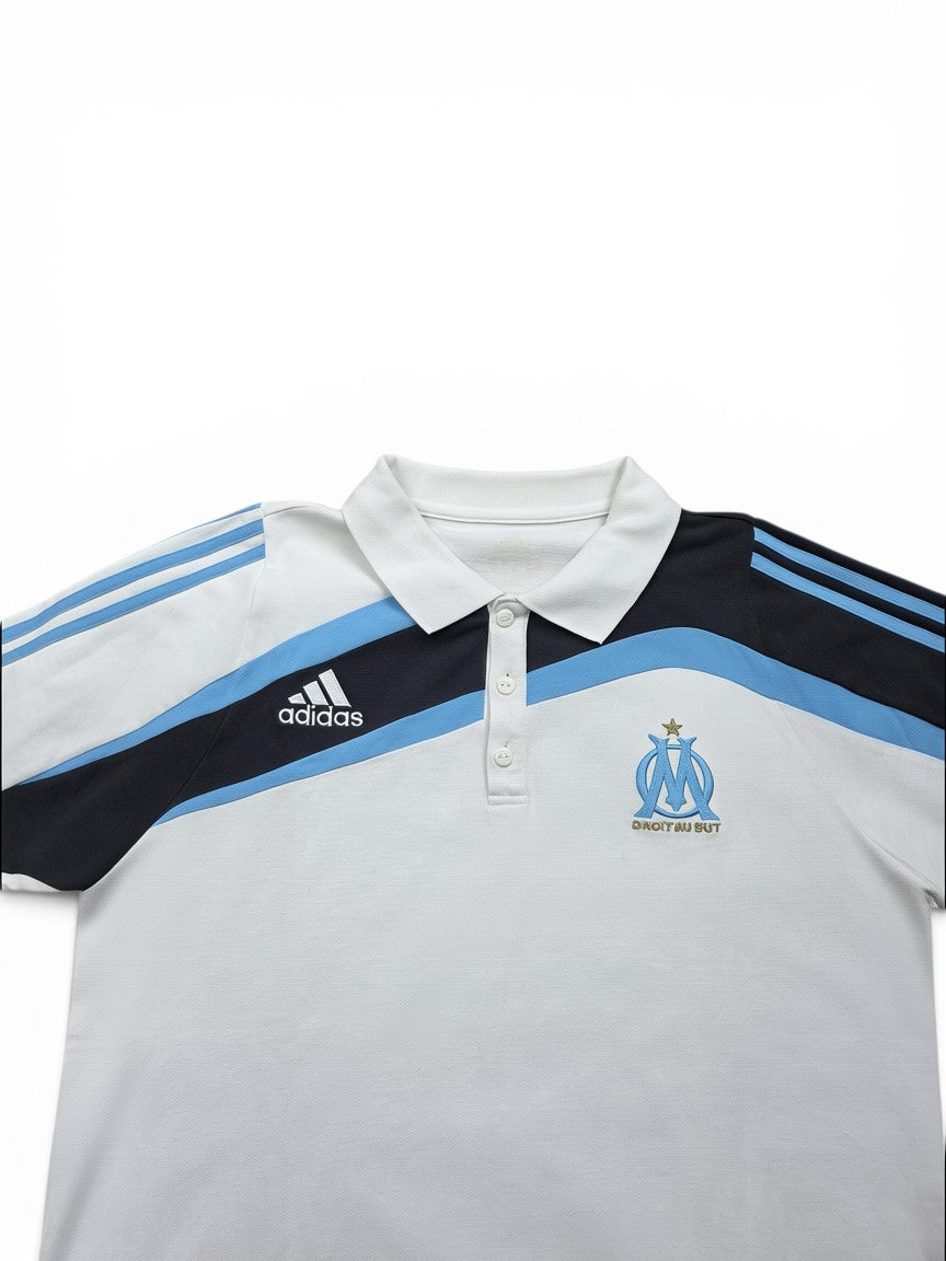 Adidas Olympique Marseille Polo Shirt Weiß/Blau – Größe L