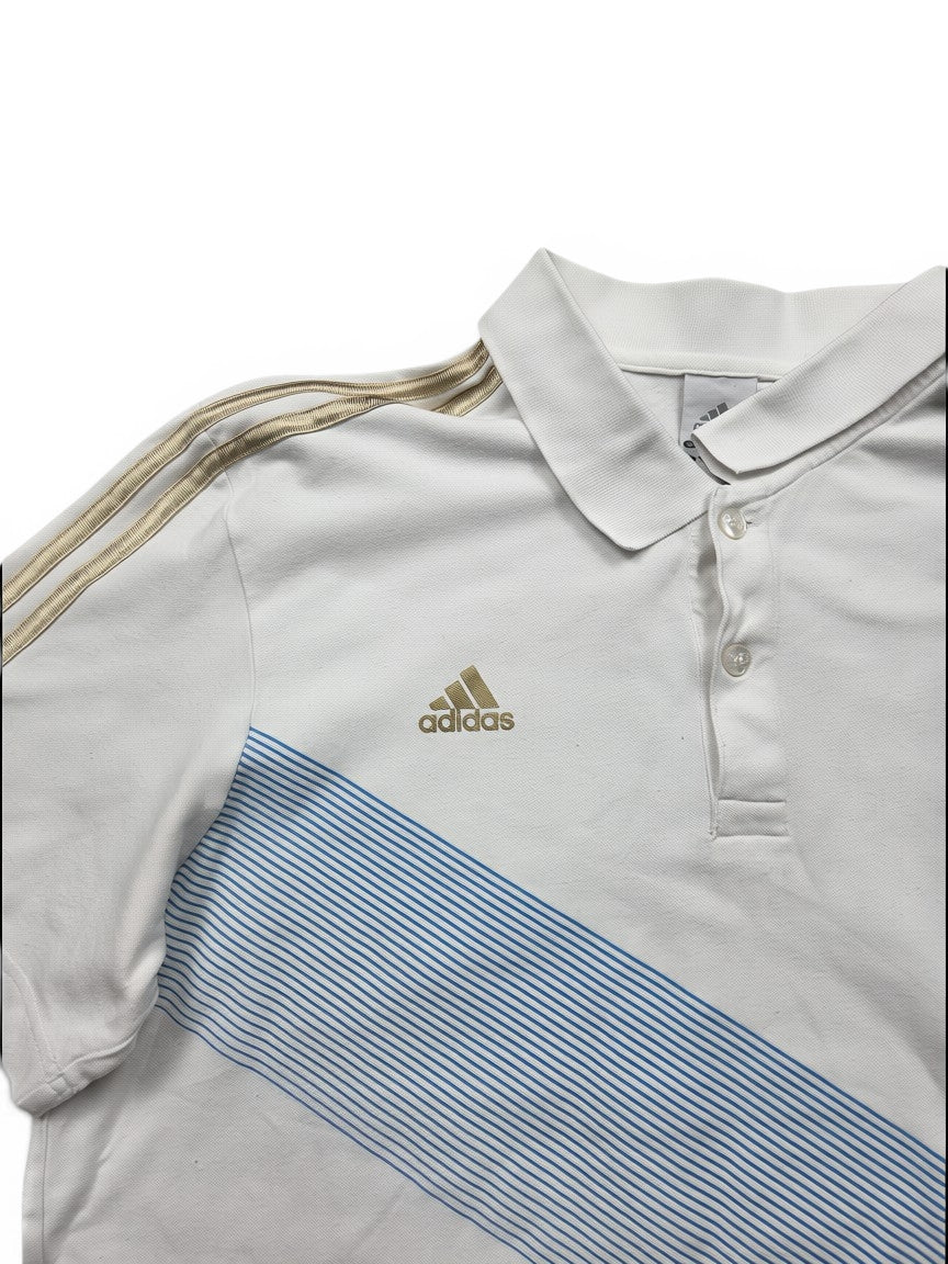 Adidas Olympique Marseille Polo Shirt Weiß/Gold – Größe L