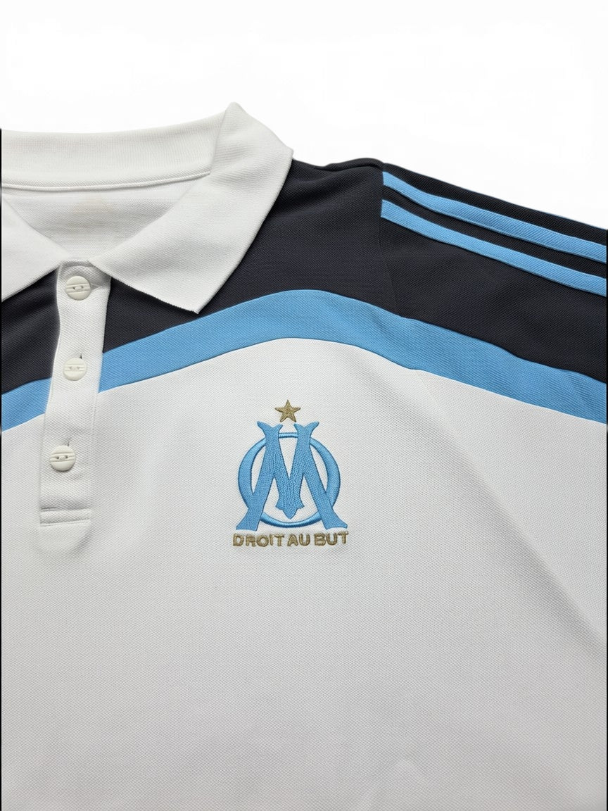 Adidas Olympique Marseille Polo Shirt Weiß/Blau – Größe L
