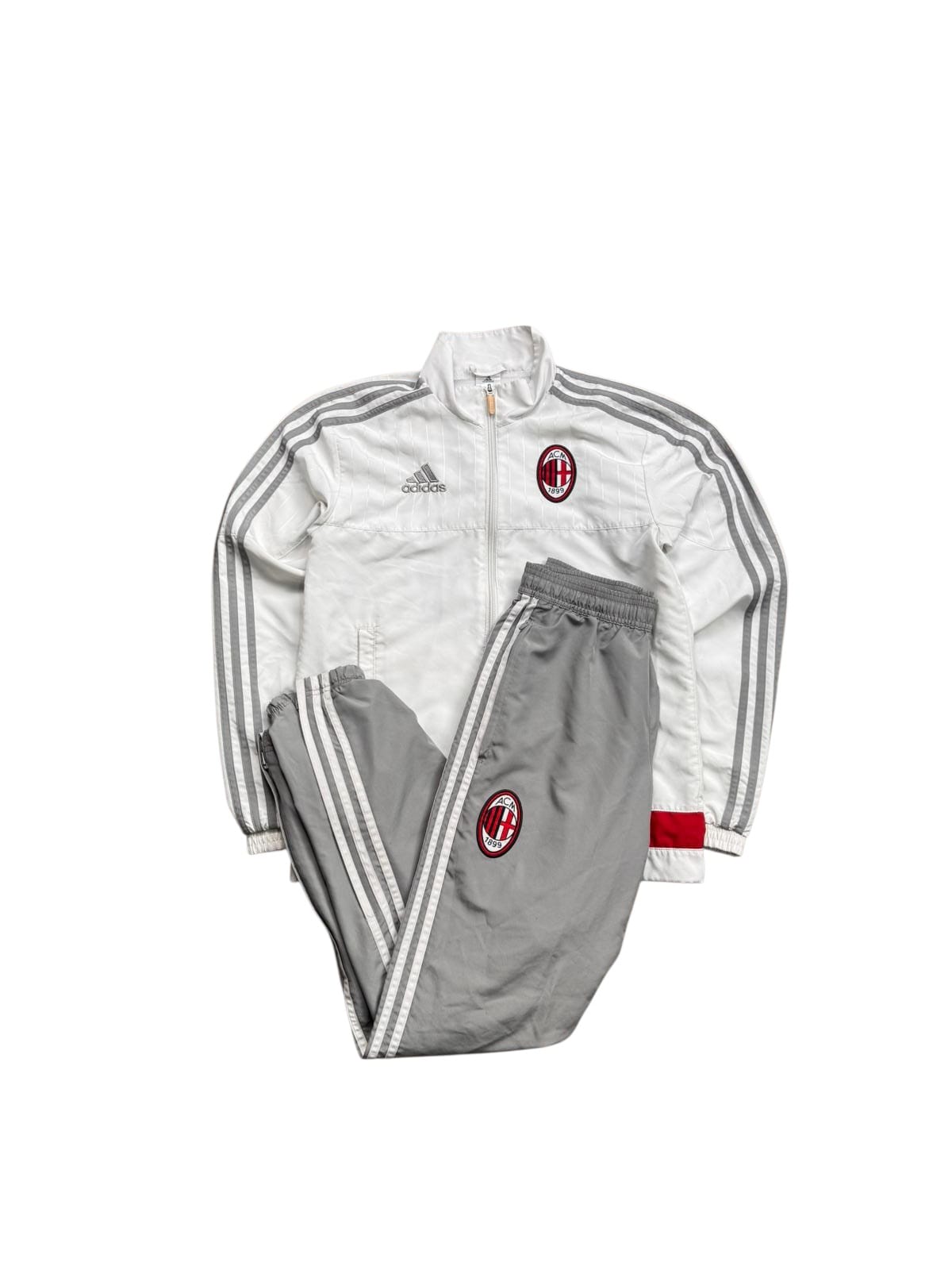 AC Milan Adidas Tracksuit – White/Grey – XS