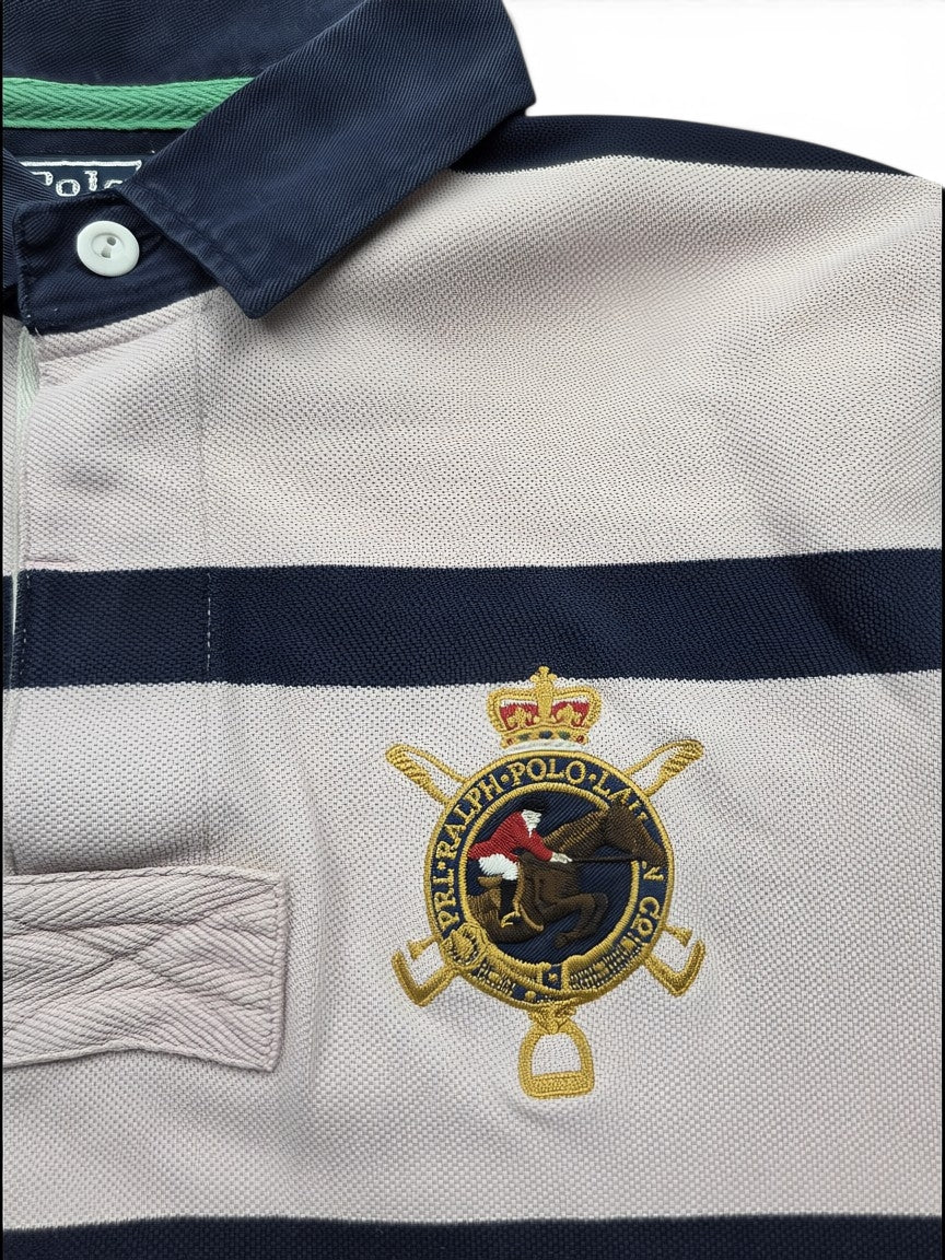 Polo Ralph Lauren Rugby Polo Shirt rosa/Navy Gestreift – Größe M