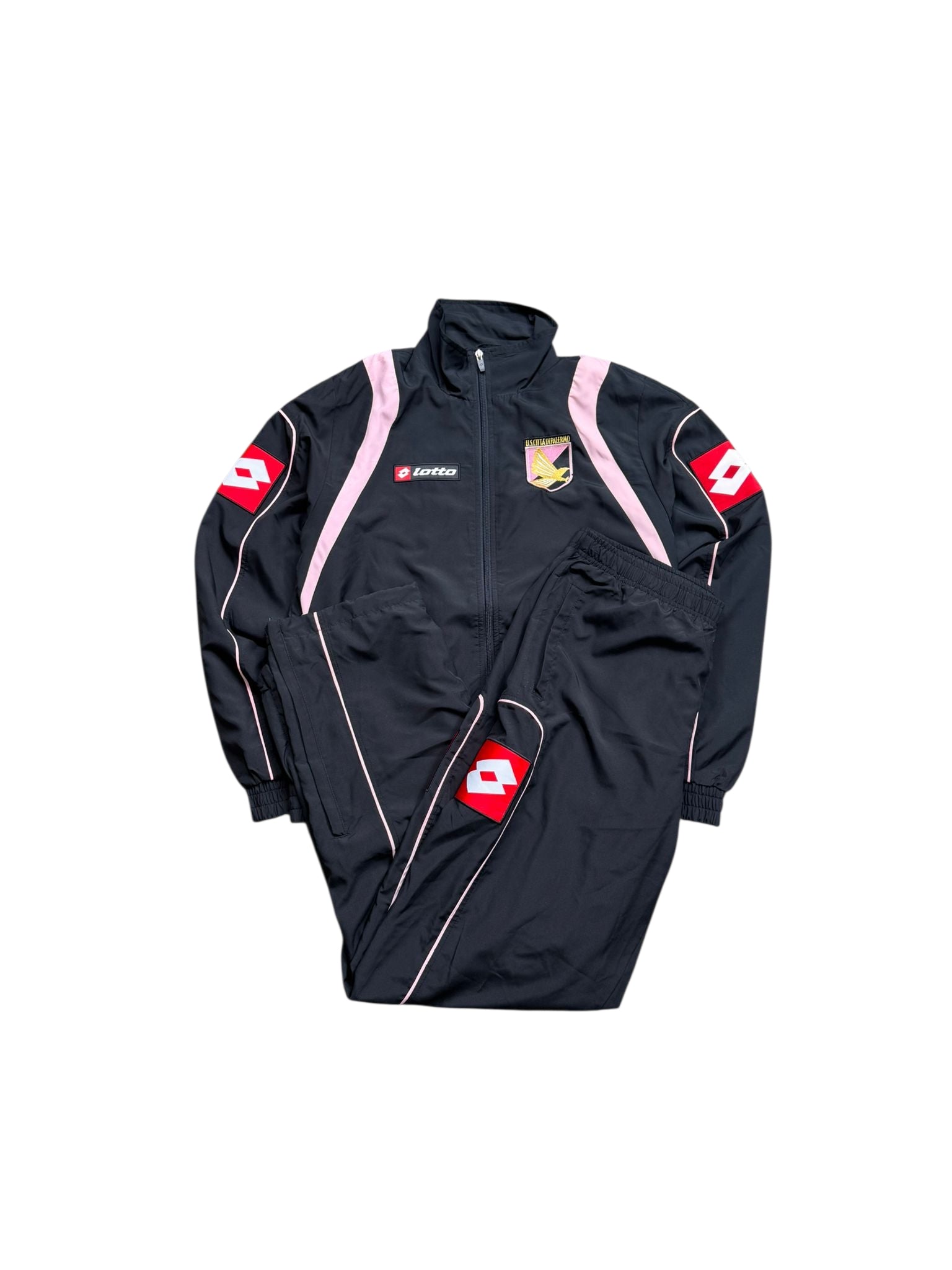 Lotto Palermo Trainingsanzug Größe S – Schwarz Rosa Retro Sportstyle