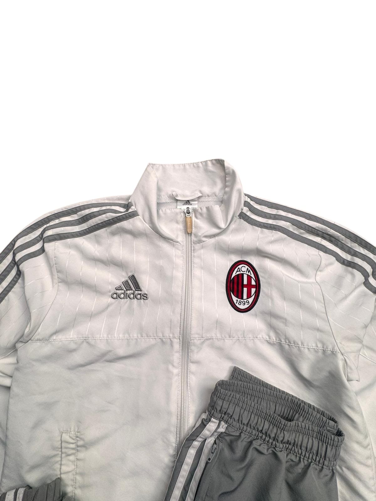 AC Milan Adidas Tracksuit – White/Grey – XS