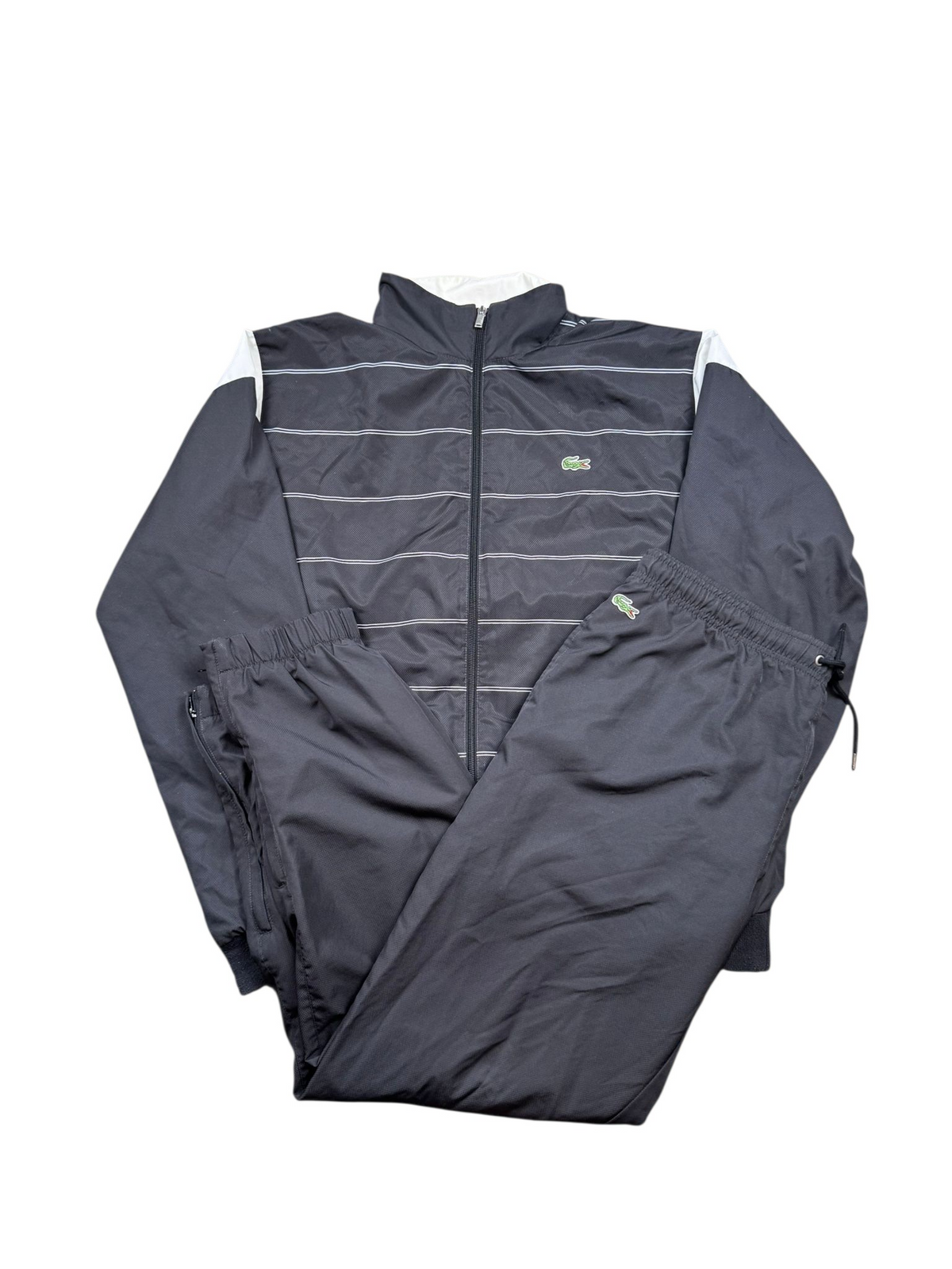 Lacoste Vintage Trainingsanzug – Schwarz/Grau | L
