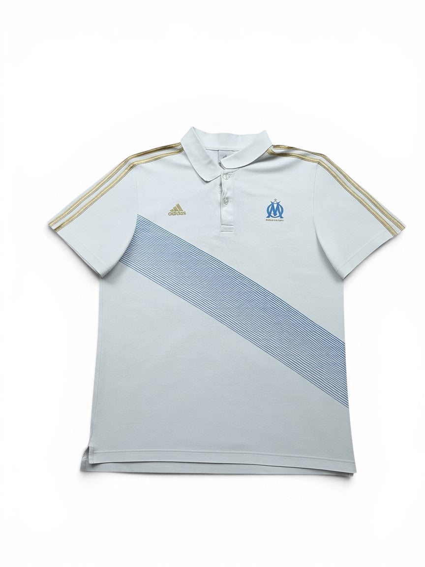Adidas Olympique Marseille Polo Shirt Weiß/Gold – Größe L