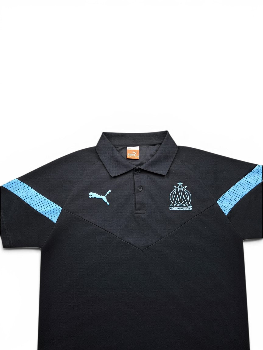 Puma Olympique Marseille Polo Shirt Schwarz/Türkis – Größe S