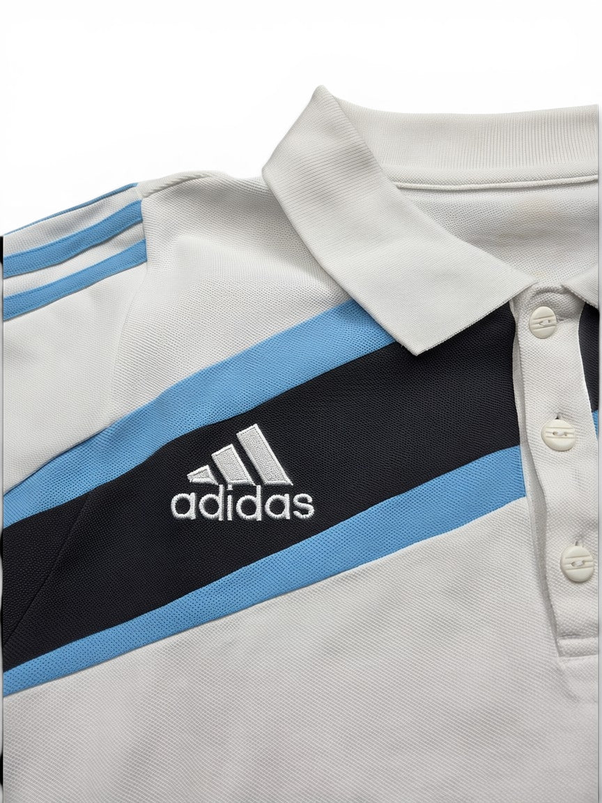 Adidas Olympique Marseille Polo Shirt Weiß/Blau – Größe L