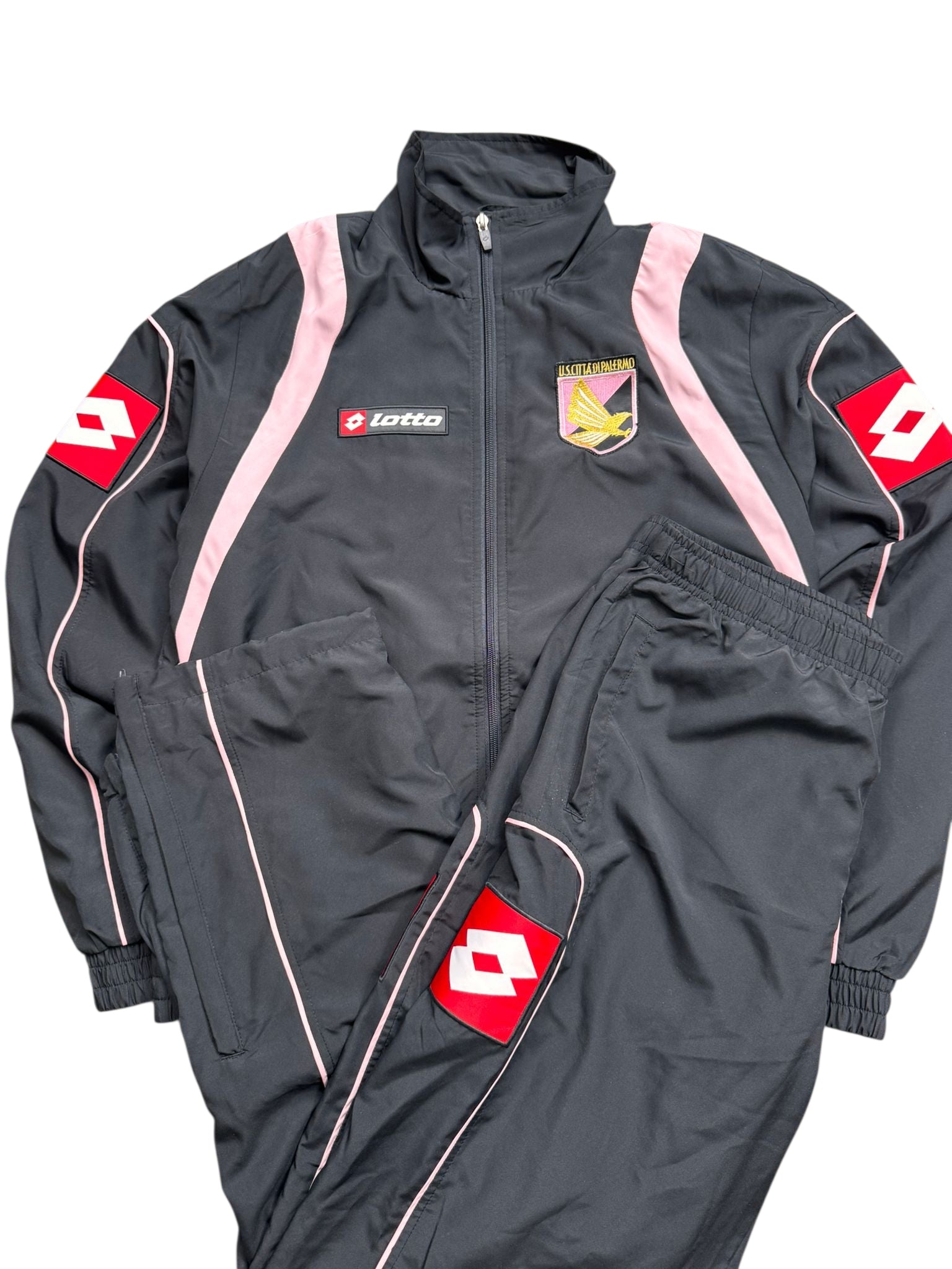 Lotto Palermo Trainingsanzug Größe S – Schwarz Rosa Retro Sportstyle