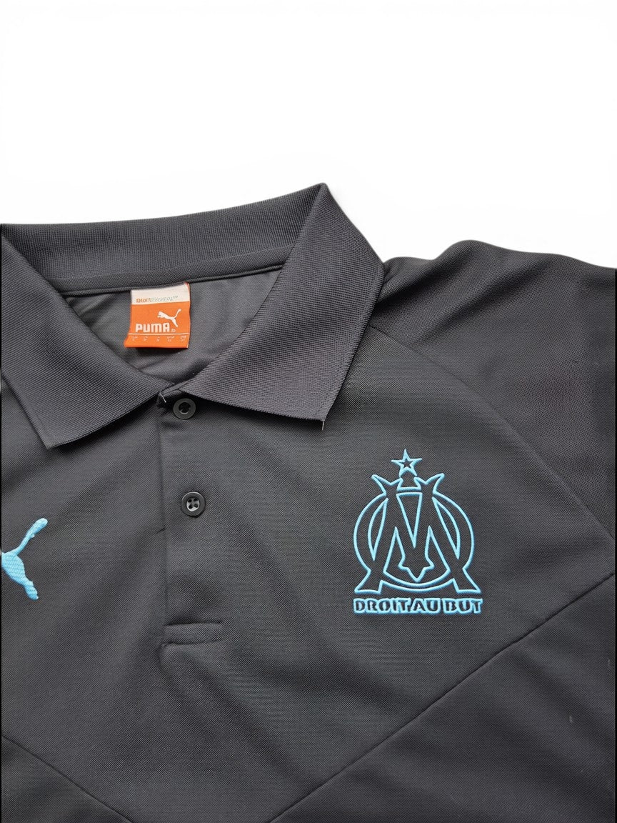 Puma Olympique Marseille Polo Shirt Schwarz/Türkis – Größe S