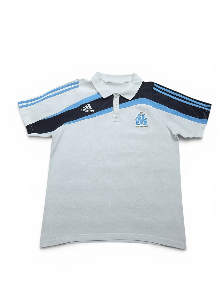 Adidas Olympique Marseille Polo Shirt Weiß/Blau – Größe L