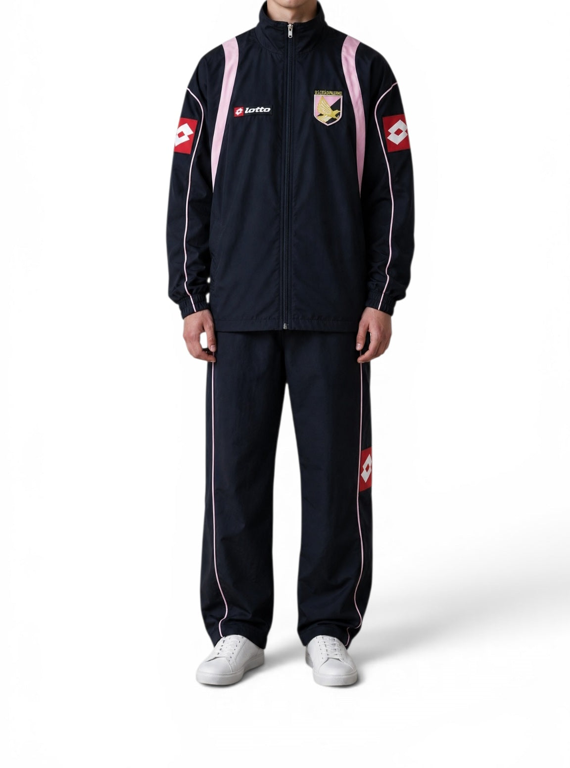 Lotto Palermo Trainingsanzug Größe S – Schwarz Rosa Retro Sportstyle