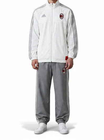 AC Milan Adidas Tracksuit – White/Grey – XS